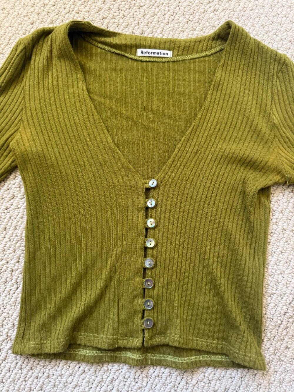Reformation Gellar Knit Top - Green (Small) - Picture 4 of 6